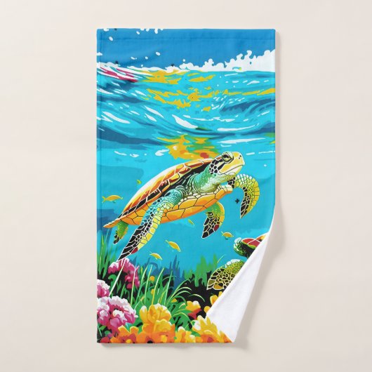 Schildpadden in het zee bad handdoek (Handdoek)