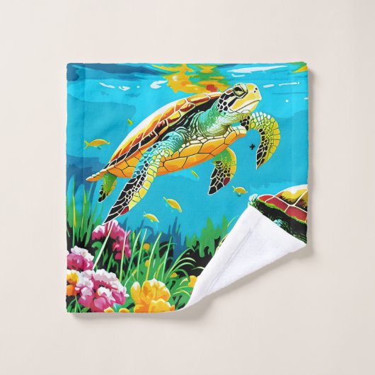 Schildpadden in het zee bad handdoek (Wasdoekje)