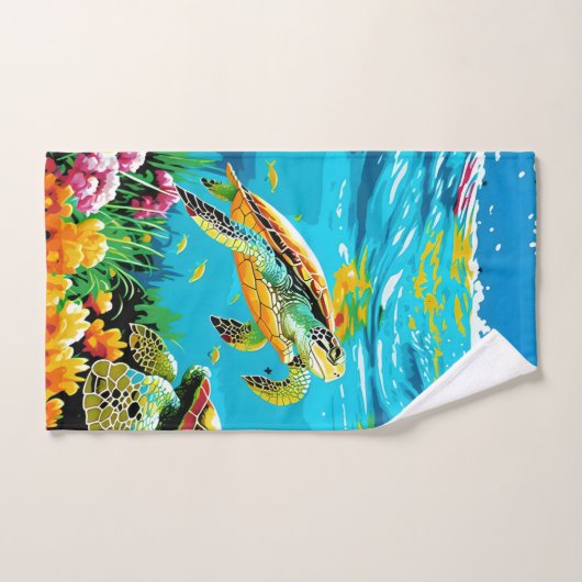 Schildpadden in het zee bad handdoek (Handdoek)