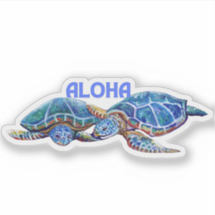 Schildpadden knuffelen Aloha Hawaiian Sticker