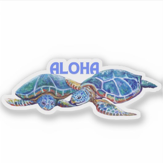 Schildpadden knuffelen Aloha Hawaiian Sticker (Voorkant)