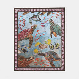 Schildpadden met zeedieren fleece deken