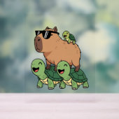 Schildpadden rijden Capybara, Grappig Capybara Acryl Bord (Neutraal)