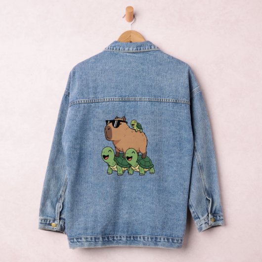 Schildpadden rijden Capybara, Grappig Capybara Denim Jacket (Hangar)