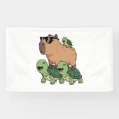Schildpadden rijden Capybara, Grappig Capybara Spandoek (Horizontaal)