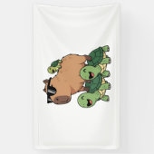Schildpadden rijden Capybara, Grappig Capybara Spandoek (Verticaal)