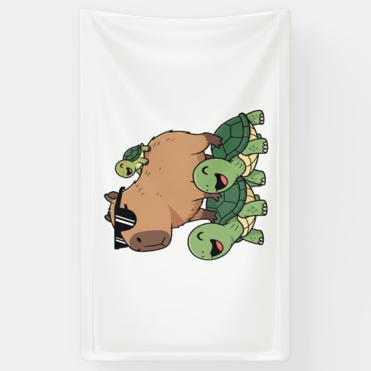 Schildpadden rijden Capybara, Grappig Capybara Spandoek (Verticaal)