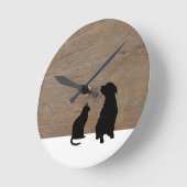 Schildpadden van katten en honden, op hout ronde klok (Hoek)