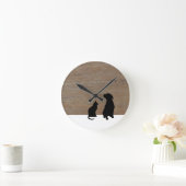 Schildpadden van katten en honden, op hout ronde klok (Huis)
