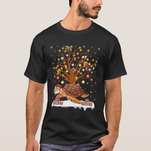 Schildpadden Verlichting Xmas Tree Gift Schildpad T-shirt (Voorkant)