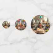 Schildpadden vieren hun verjaardag met taart en pe confetti (Achterkanten)