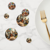 Schildpadden vieren hun verjaardag met taart en pe confetti (Groep)