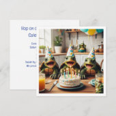 Schildpadden vieren hun verjaardag met taart en pe kaart (Voorkant / Achterkant)