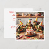 Schildpadden vieren hun verjaardag met taart en pe kaart (Voorkant / Achterkant)