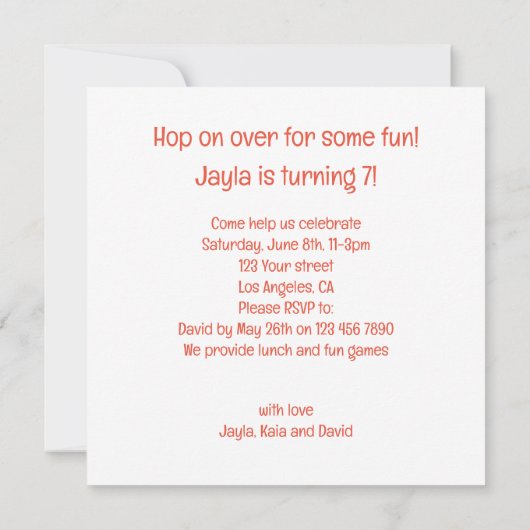 Schildpadden vieren hun verjaardag met taart en pe kaart (Achterkant)