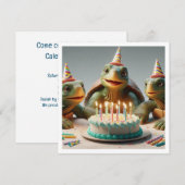 Schildpadden vieren hun verjaardag met taart en pe kaart (Voorkant / Achterkant)