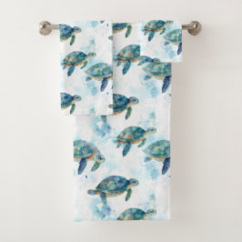 Schildpadden Watercolor Patroon Bad Handdoek