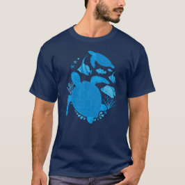 Schildpadden zwemmen onder water met vissen t-shirt
