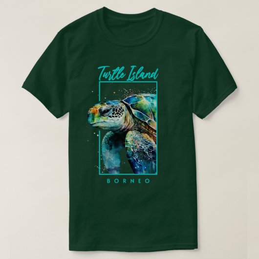 Schildpaddeneiland Borneo Waterverf Zee Schildpad  T-shirt (Design voorkant)
