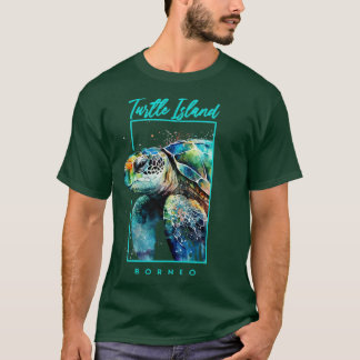 Schildpaddeneiland Borneo Waterverf Zee Schildpad T-shirt