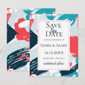 Schildpaddenstoeltje Caraïbische bruiloft sparen d Save The Date (Voorkant / Achterkant)