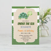 Schildpaddenverjaardag op uitnodiging van het zee (Staand voorkant)