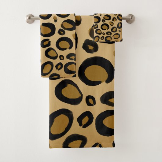 Schildpaddestoel bedrukte goudbeige tinten bad handdoek (Insitu)