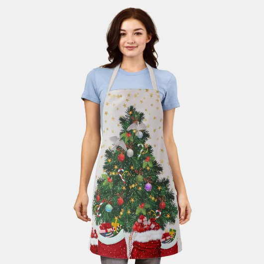 Schildpadduiven in Kerst achtergrond grijs Schort (Gedragen)