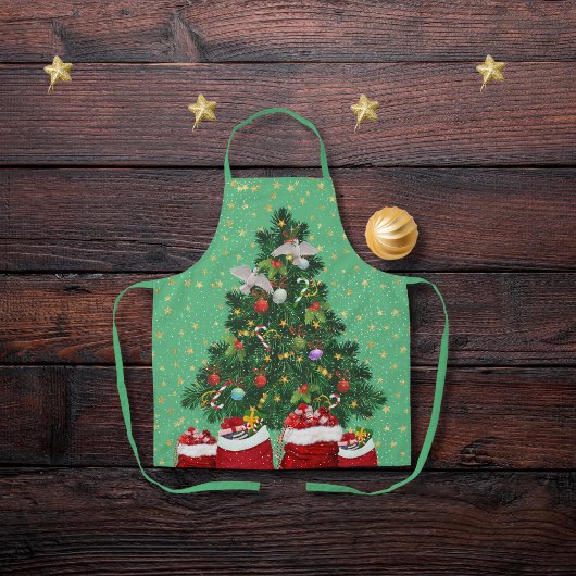 Schildpadduiven in Kerst achtergrond groen Schort