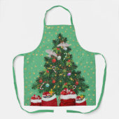 Schildpadduiven in Kerst achtergrond groen Schort (Voorkant)