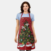 Schildpadduiven in Kerst achtergrond rood Schort (Gedragen)