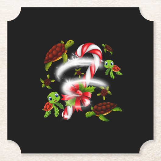 Schildpadgeschenk | Turtle Snoep Sweet Christmas Kartonnen Onderzetters (Voorkant)