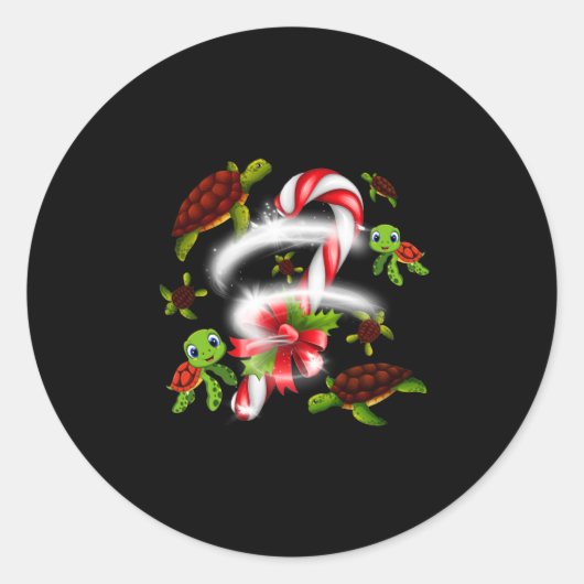 Schildpadgeschenk | Turtle Snoep Sweet Christmas Ronde Sticker (Voorkant)