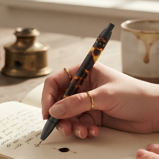 Schildpadgoud Amber Zwart Eigen Merknaam Zwarte Inkt Pen
