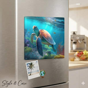 Schildpadillustratie decoratief Oceaan Geïnspireer Magneet