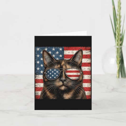 Schildpadkat 4 juli Amerikaanse vlag Kaart (Voorkant)