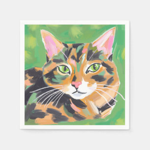 Schildpadkat Aquarel Schilderij Servet