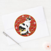 Schildpadkat Barok Ronde Sticker (Envelop)