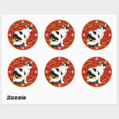 Schildpadkat Barok Ronde Sticker (Vel)