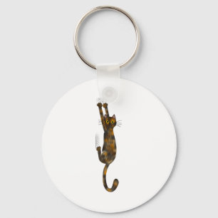 Schildpadkat Hangend Aan Funny Tortie Kat Sleutelhanger