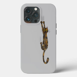 Schildpadkat Hangend Aan Grappige Tortie Kat iPhone 13 Pro Hoesje