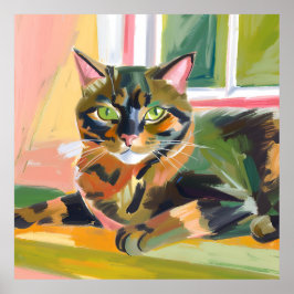 Schildpadkat | Mooie kat schilderij Poster