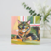 Schildpadkat | Mooie katten schilderij kaart (Staand voorkant)