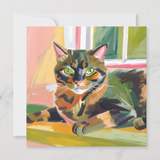 Schildpadkat | Mooie katten schilderij kaart (Voorkant)