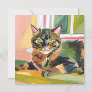Schildpadkat Mooie katten schilderij kaart