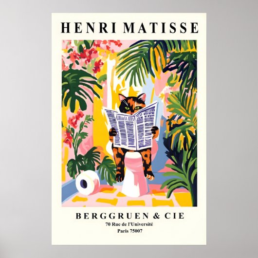Schildpadkat op een Toiletprint - Matisse Poster (Voorkant)