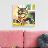 Schildpadkat | Schilderij van een mooie kat Canvas Afdruk (Insitu (Woonkamer))