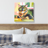 Schildpadkat | Schilderij van een mooie kat Canvas Afdruk (Insitu (Slaapkamer))