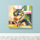 Schildpadkat | Schilderij van een mooie kat Canvas Afdruk (Insitu (Houten vloer))