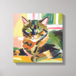 Schildpadkat | Schilderij van een mooie kat Canvas Afdruk